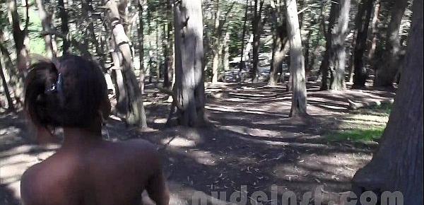  Nude in San Francisco  18-year-old black girl masturbates in park again!